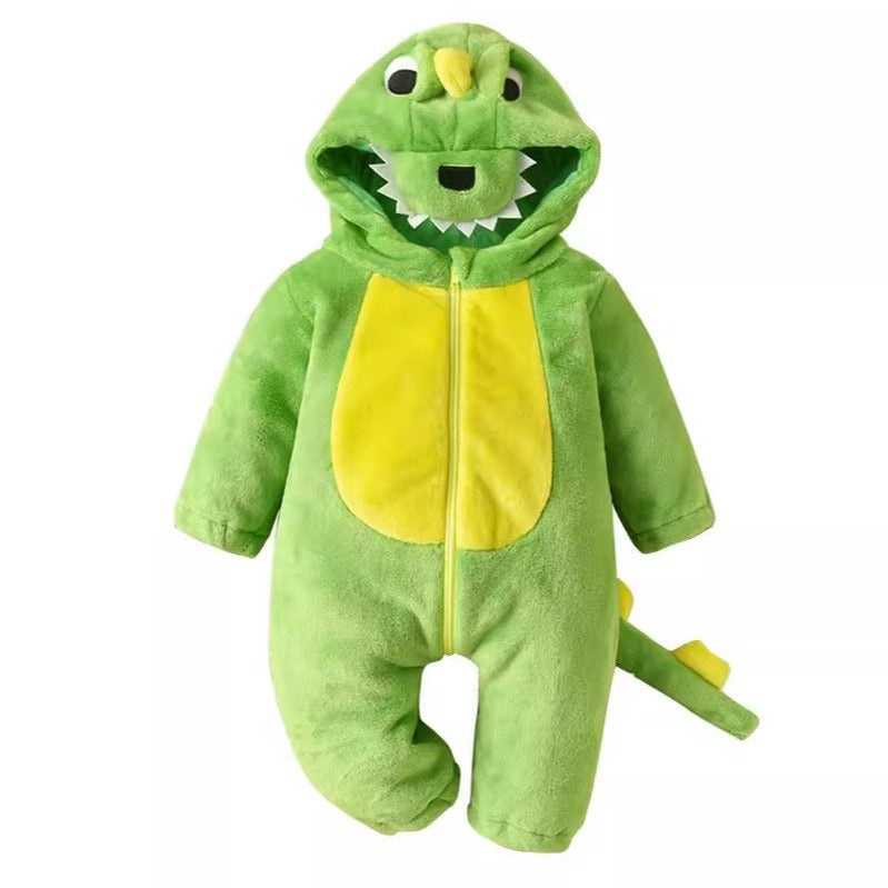 Baby Dinosaur Jumpsuit Warm Flannel Romper
