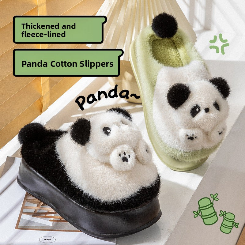 Women's plush panda home slippers