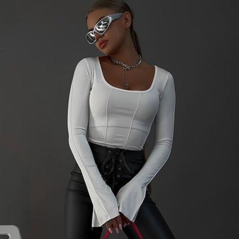 Womens Square Neck Knitted Pullover Top