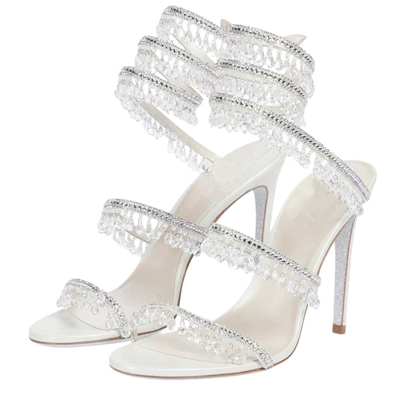 Women's glitter-studded ankle strap sandals