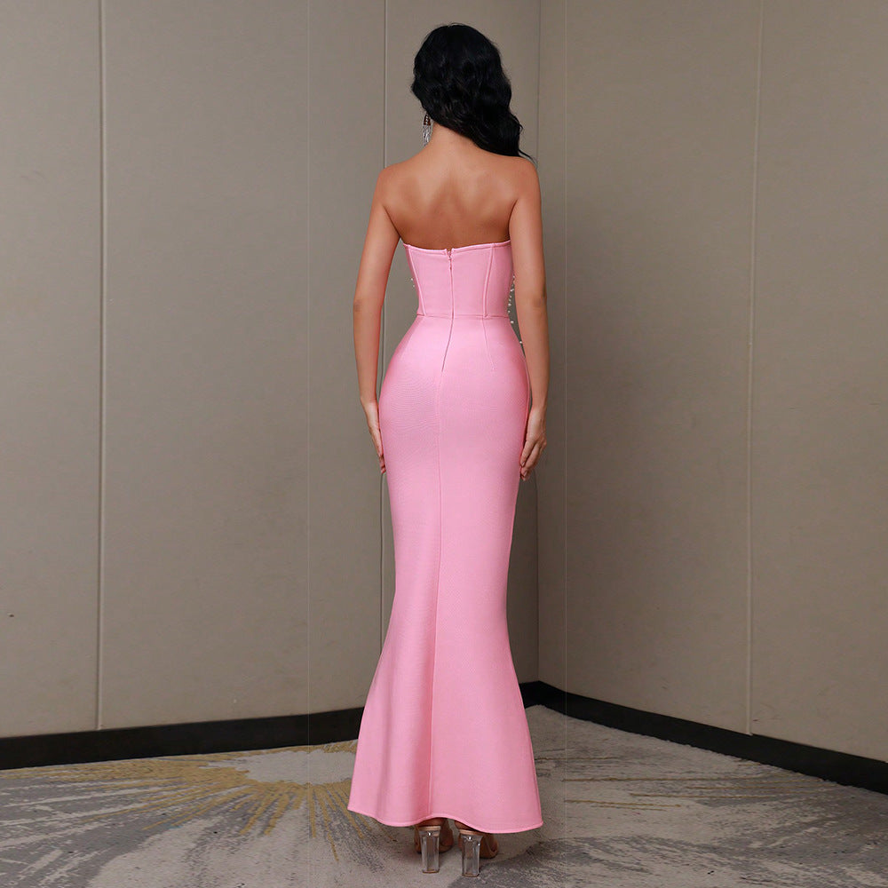 Sleeveless Beaded Bandage Evening Dress