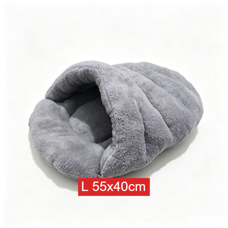 Semi-Enclosed Plush Pet Cat Bed House