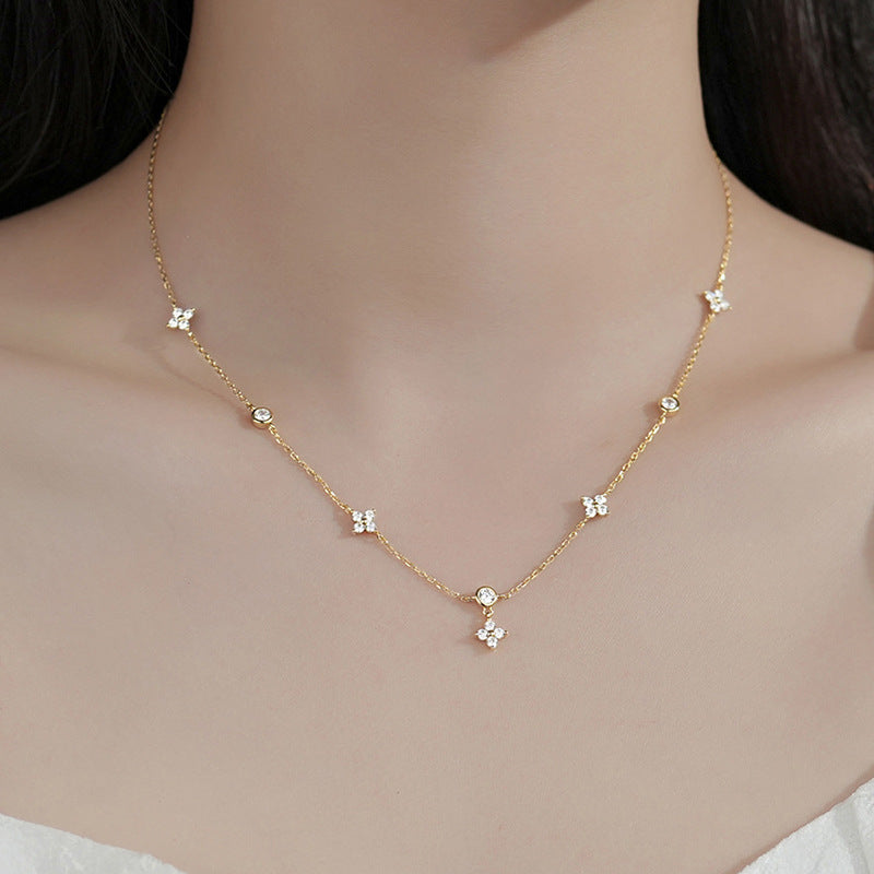Round Diamond Four-Leaf Clover Necklace