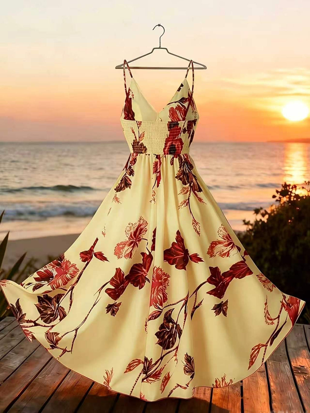 French Print Suspender Dress