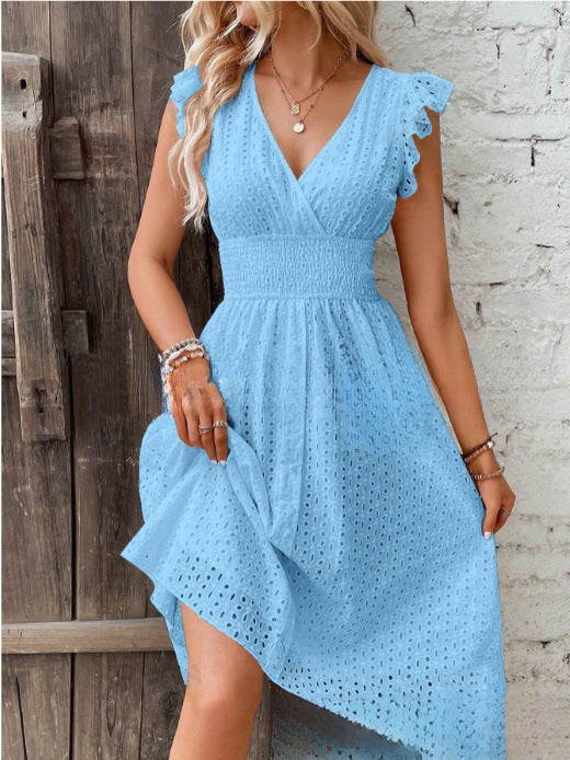 Lotus-leaf sleeve dress