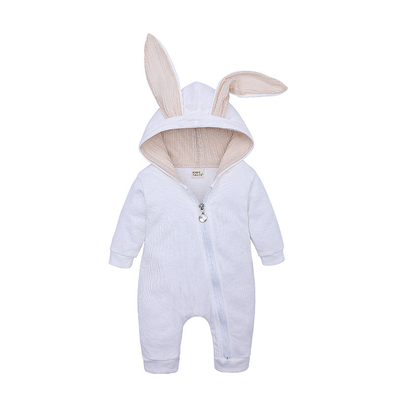 Baby Rabbit Ear Hooded Jumpsuit Cotton Romper