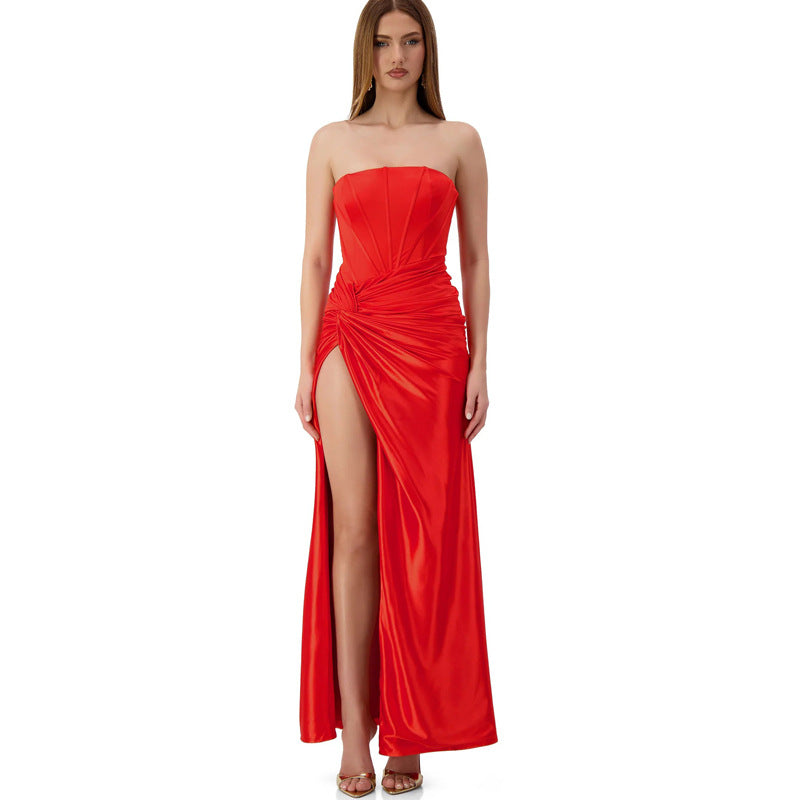 Elegant Backless Twist Slit Evening Dress