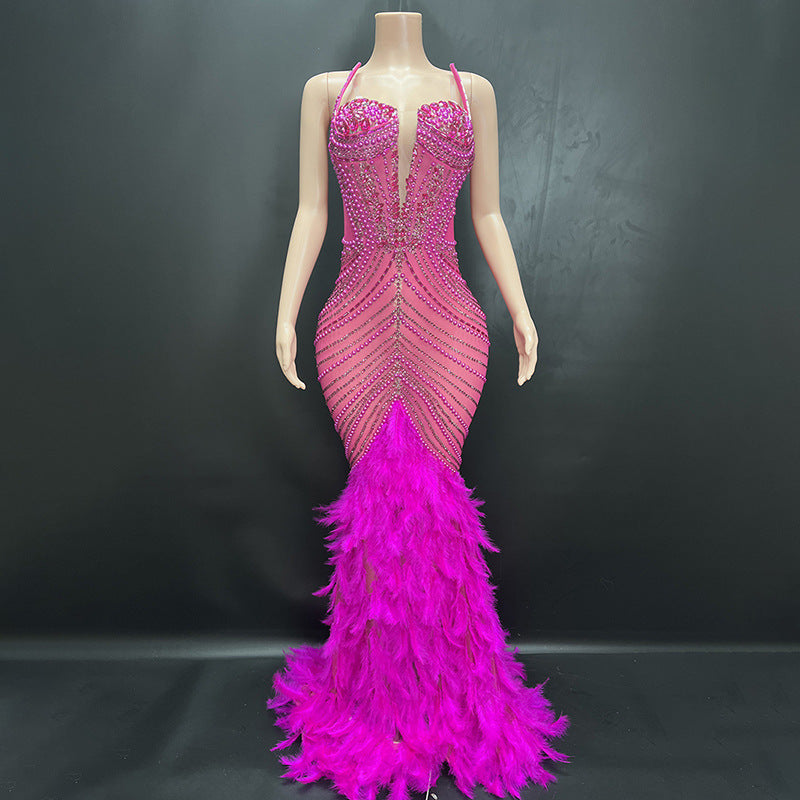 Diamond Embellished Evening Dress