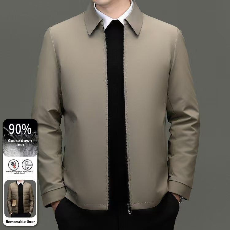 Removable Goose Down Jacket Men Warm Winter Coat