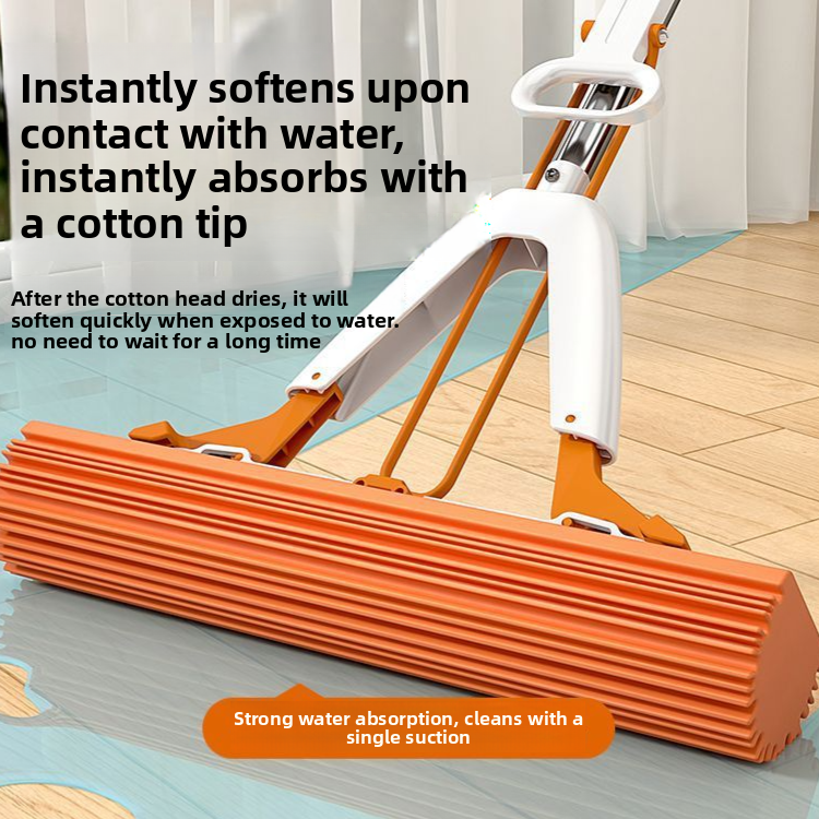 Foldable Sponge Mop with Stainless Steel Rod