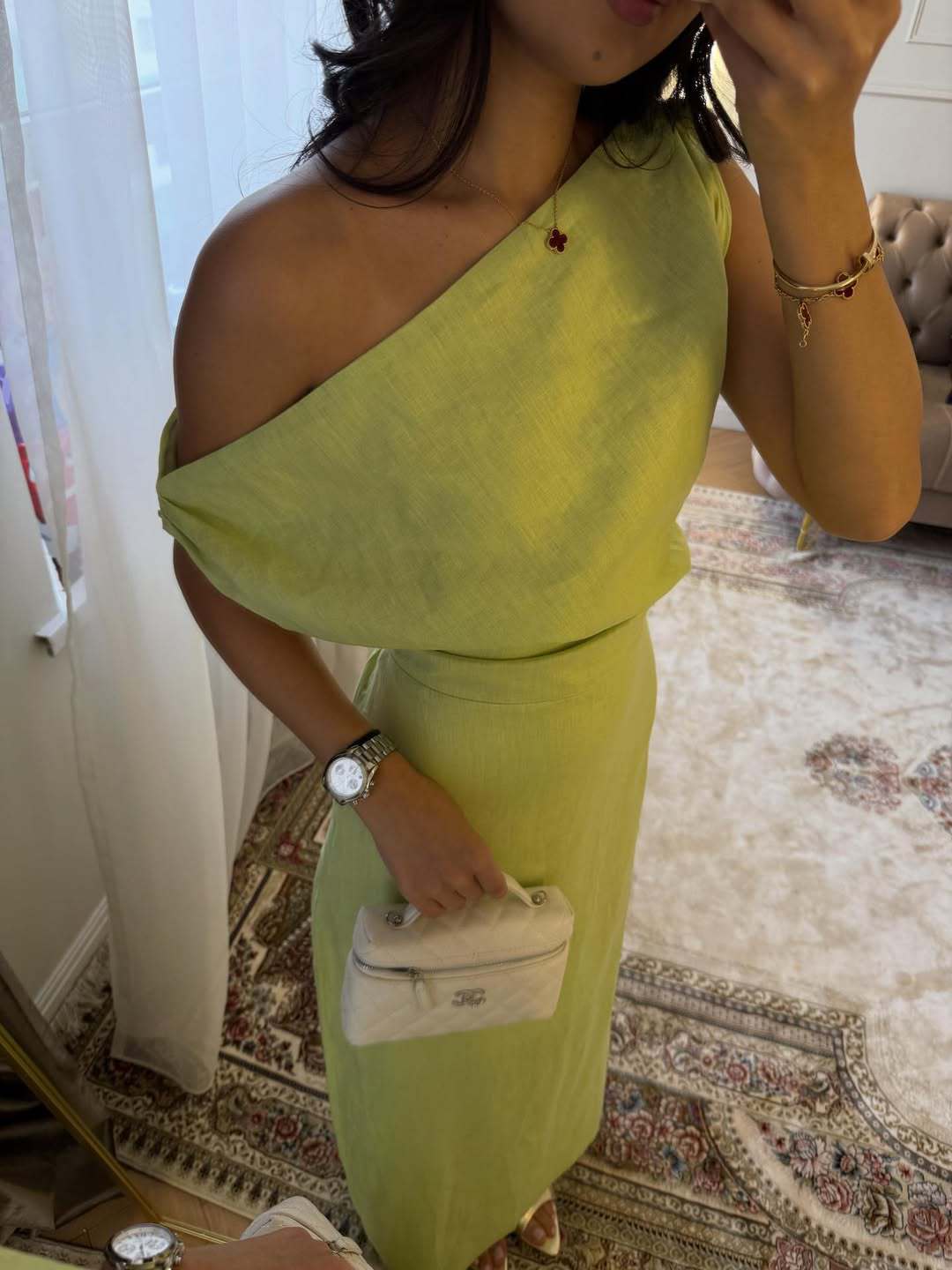 Off-Shoulder Linen Dress