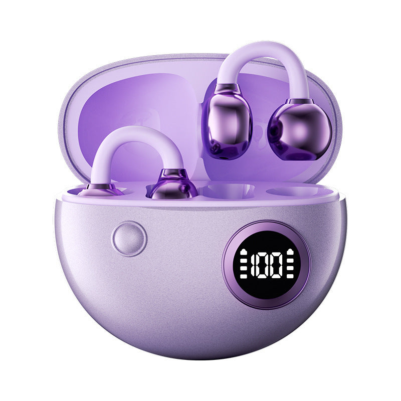 Clip-On Bone Conduction Bluetooth Earphones with Digital Display