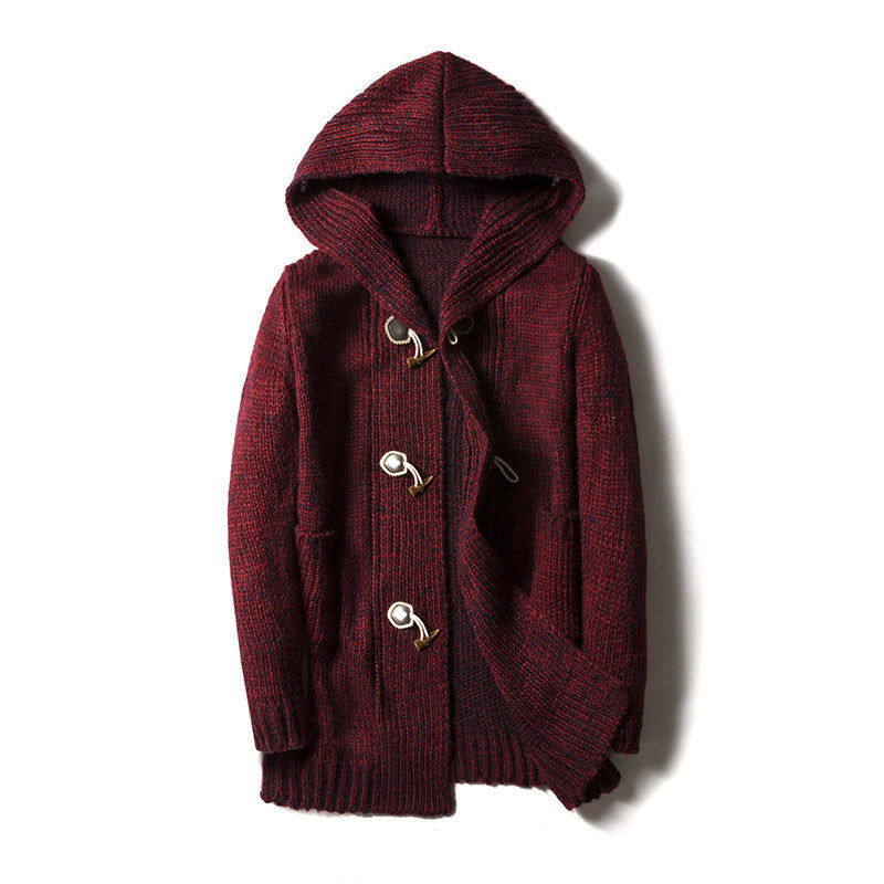 Loose-fitting, warm knit cardigan trench coat