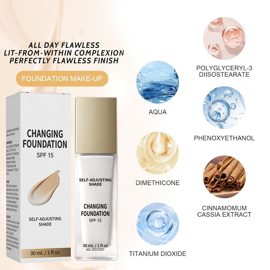 Color Changing Long Lasting Hydrating Liquid Foundation Natural Finish Makeup Base
