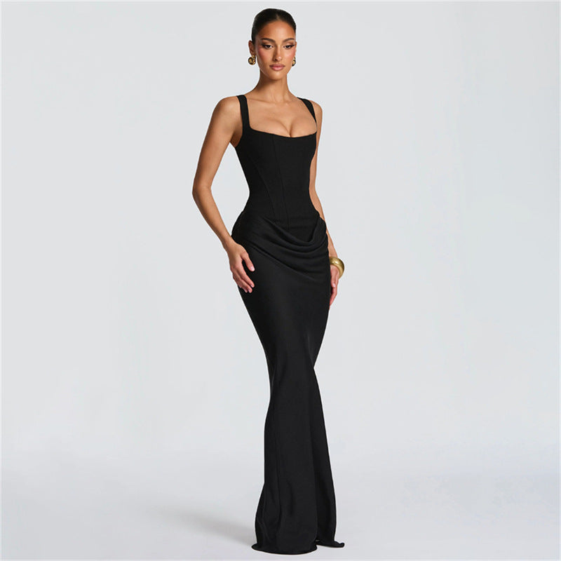 Square Neck Bodycon Long Dress