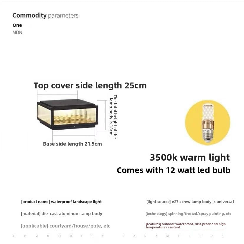 Solar-powered outdoor waterproof post light