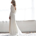 Elegant Long Sleeve Backless Mermaid Wedding Dress