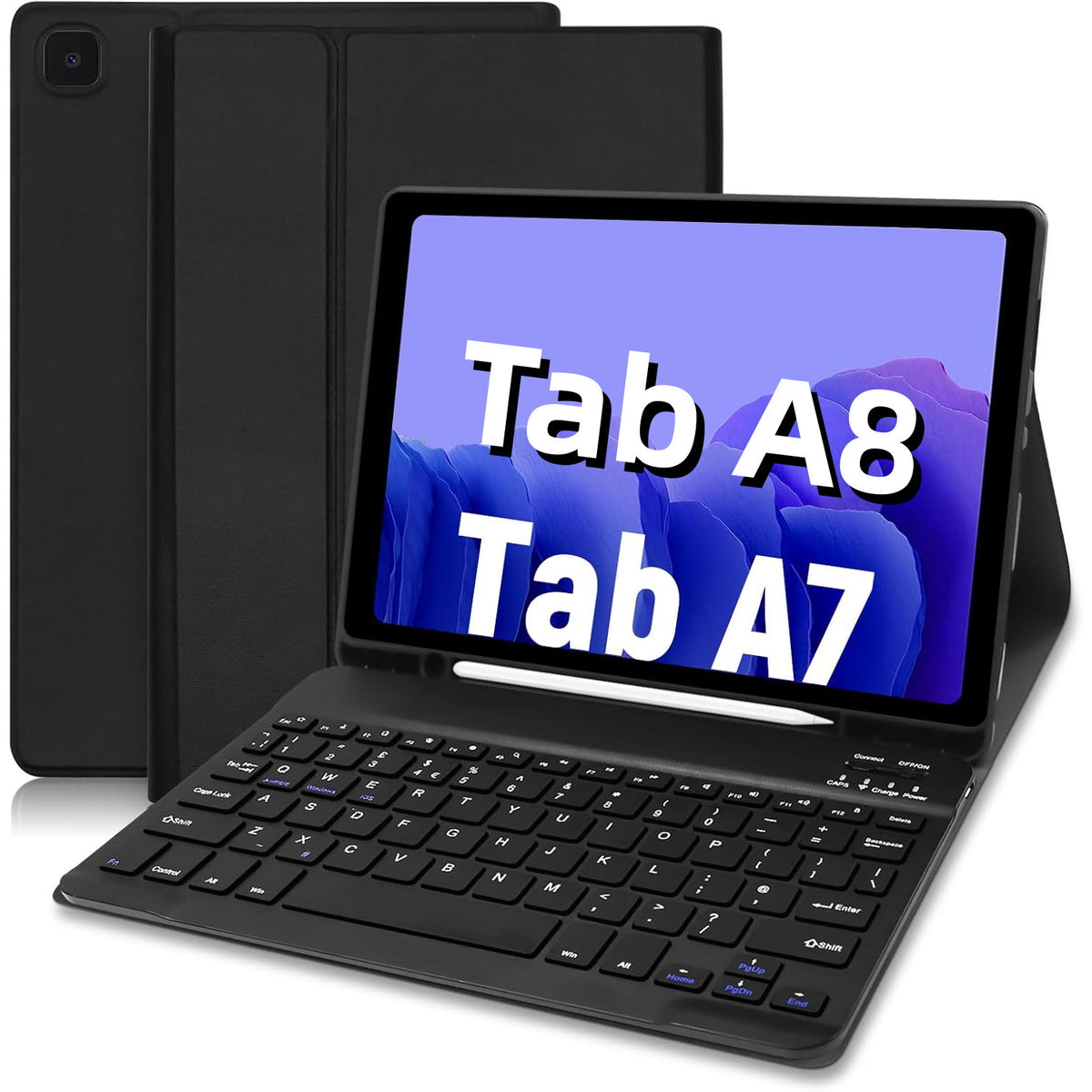 Samsung Galaxy Tab A7 A8 10.4 10.5 Inch Bluetooth Keyboard Case with Pen Slot Protective Cover