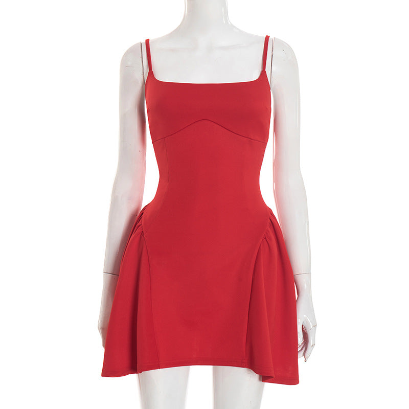 Suspender A-Line Sleeveless Dress