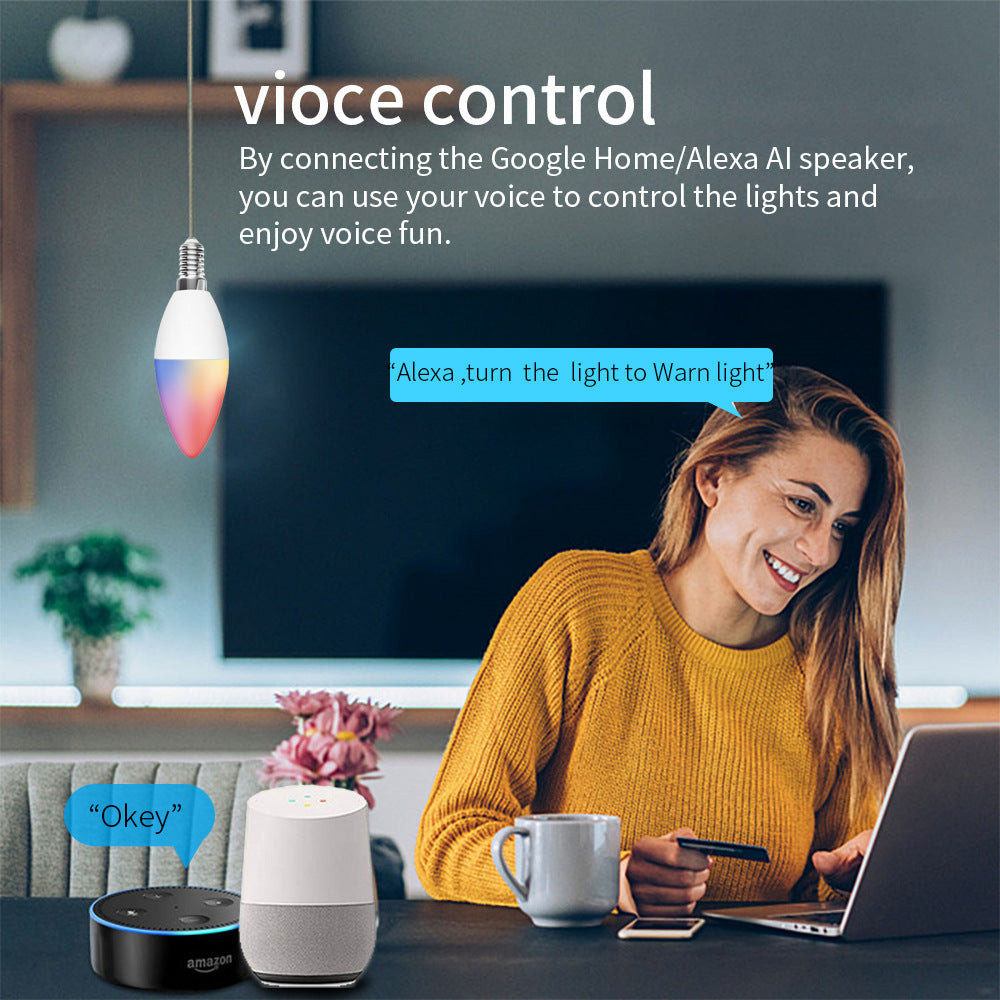 WiFi Voice Control Smart LED Bulb E14 RGBCW