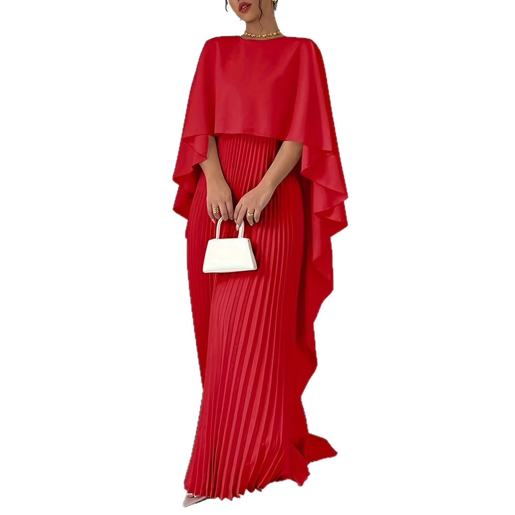 Elegant Batwing Sleeve Pleated Dress