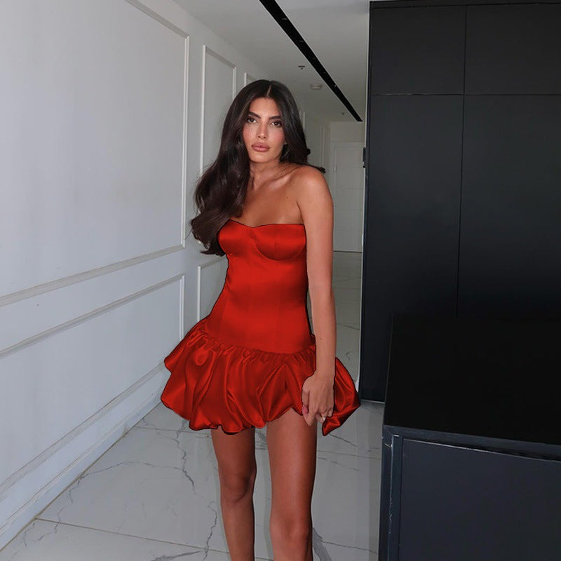 Elegant One-Shoulder Tight Waist Banquet Dress
