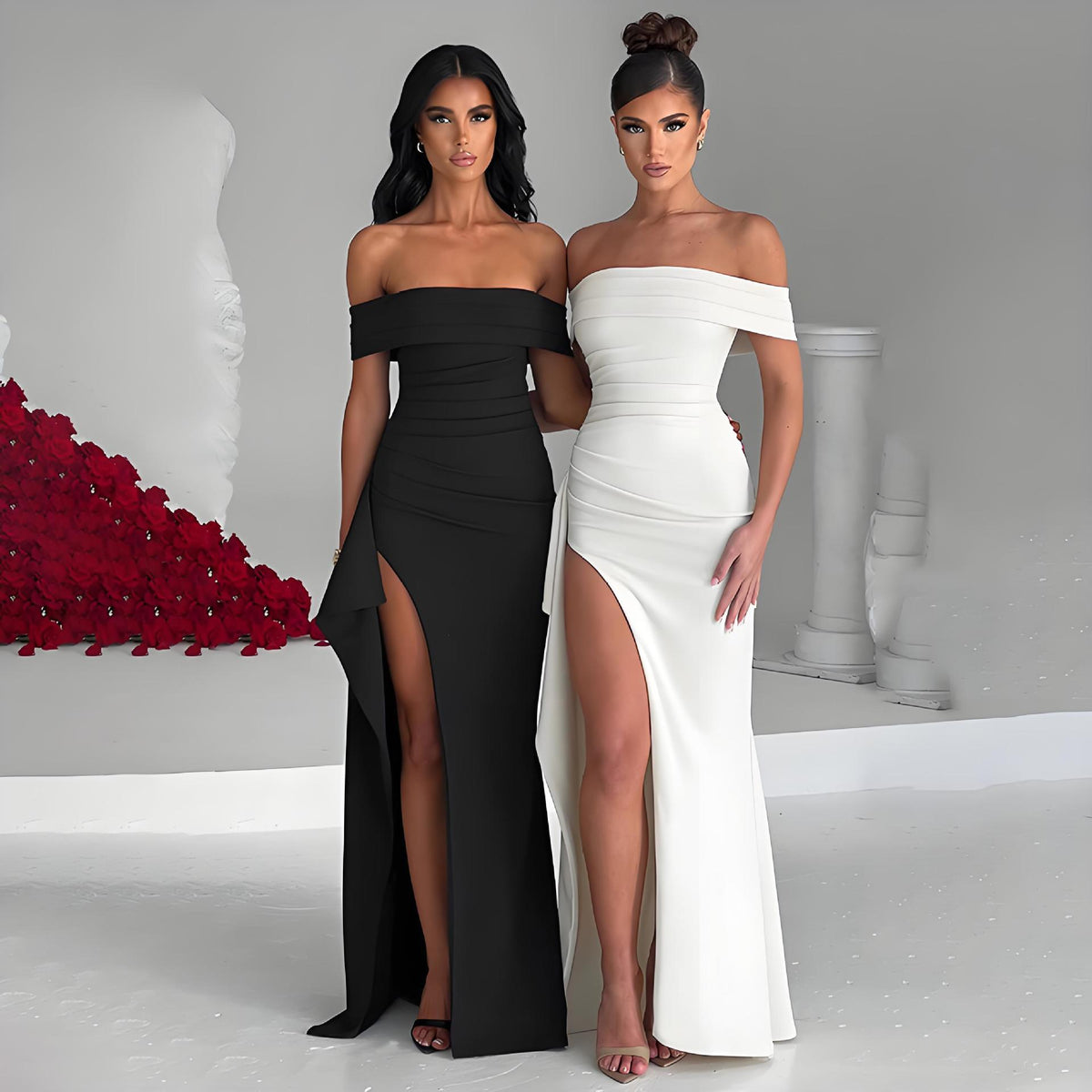 Strapless Backless Slit Long Dress
