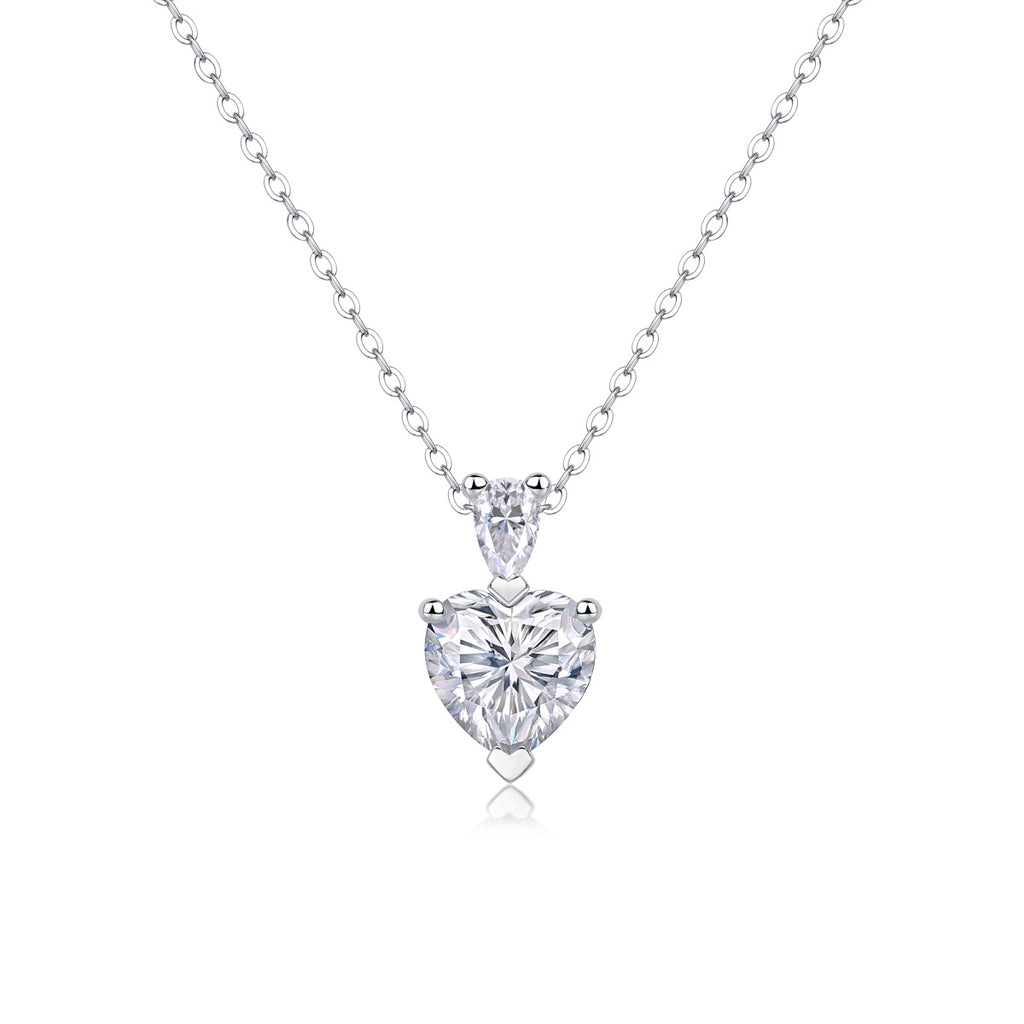 Sterling Silver Moissanite Geometric Pendant Necklace