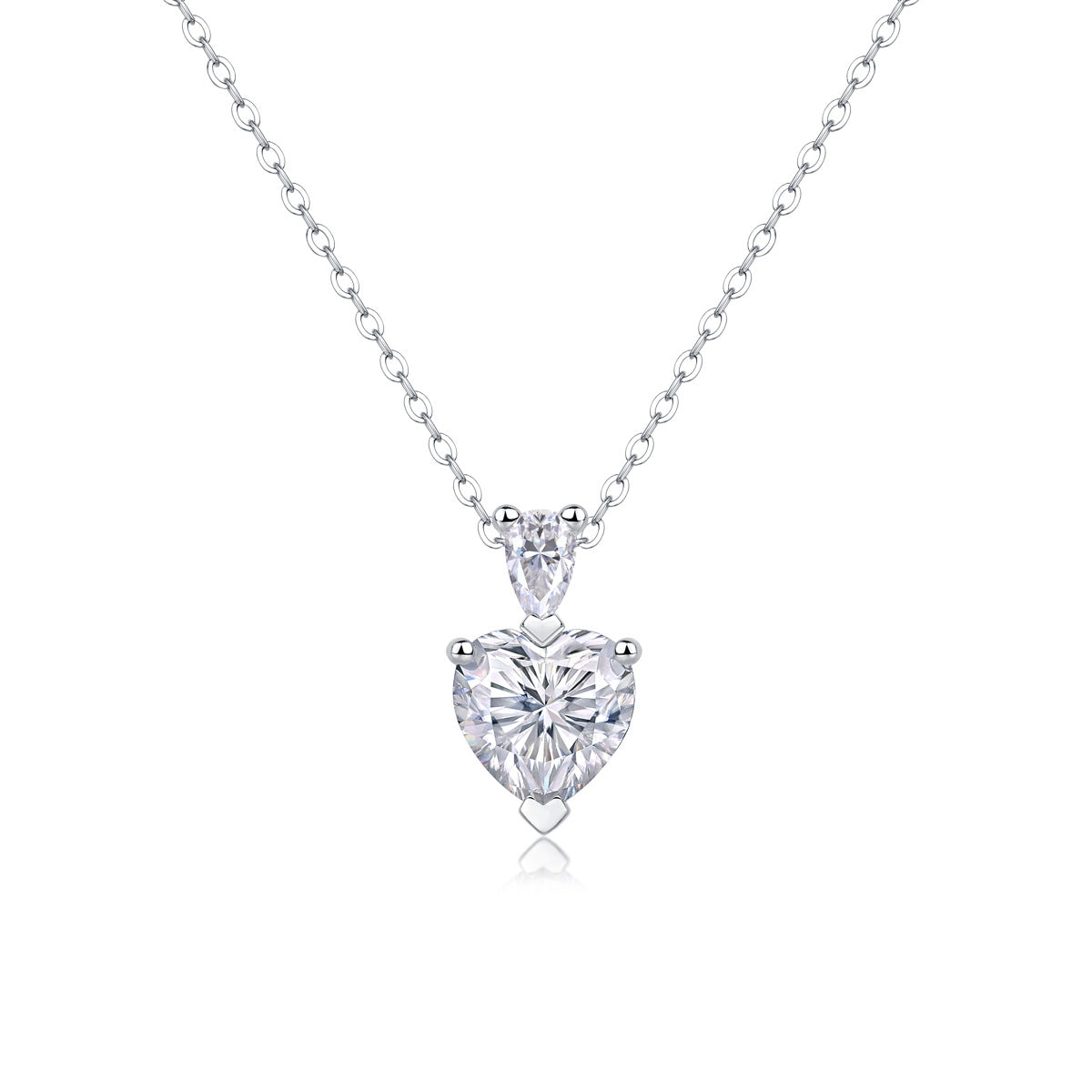Sterling Silver Moissanite Geometric Pendant Necklace