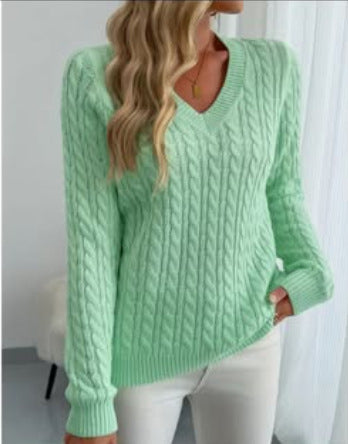 Crew-neck cable-knit sweater