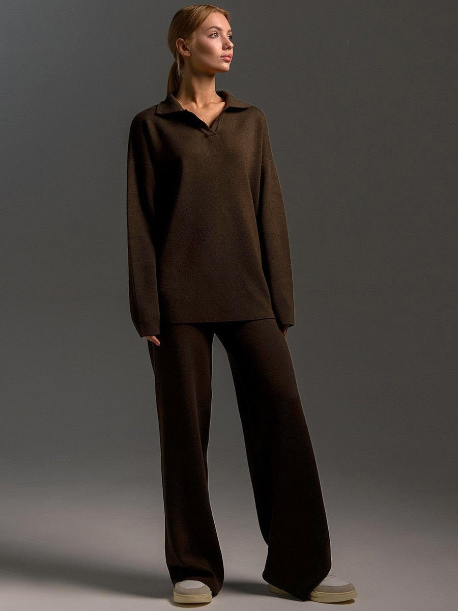Women's casual long-sleeved solid-color sports outfit