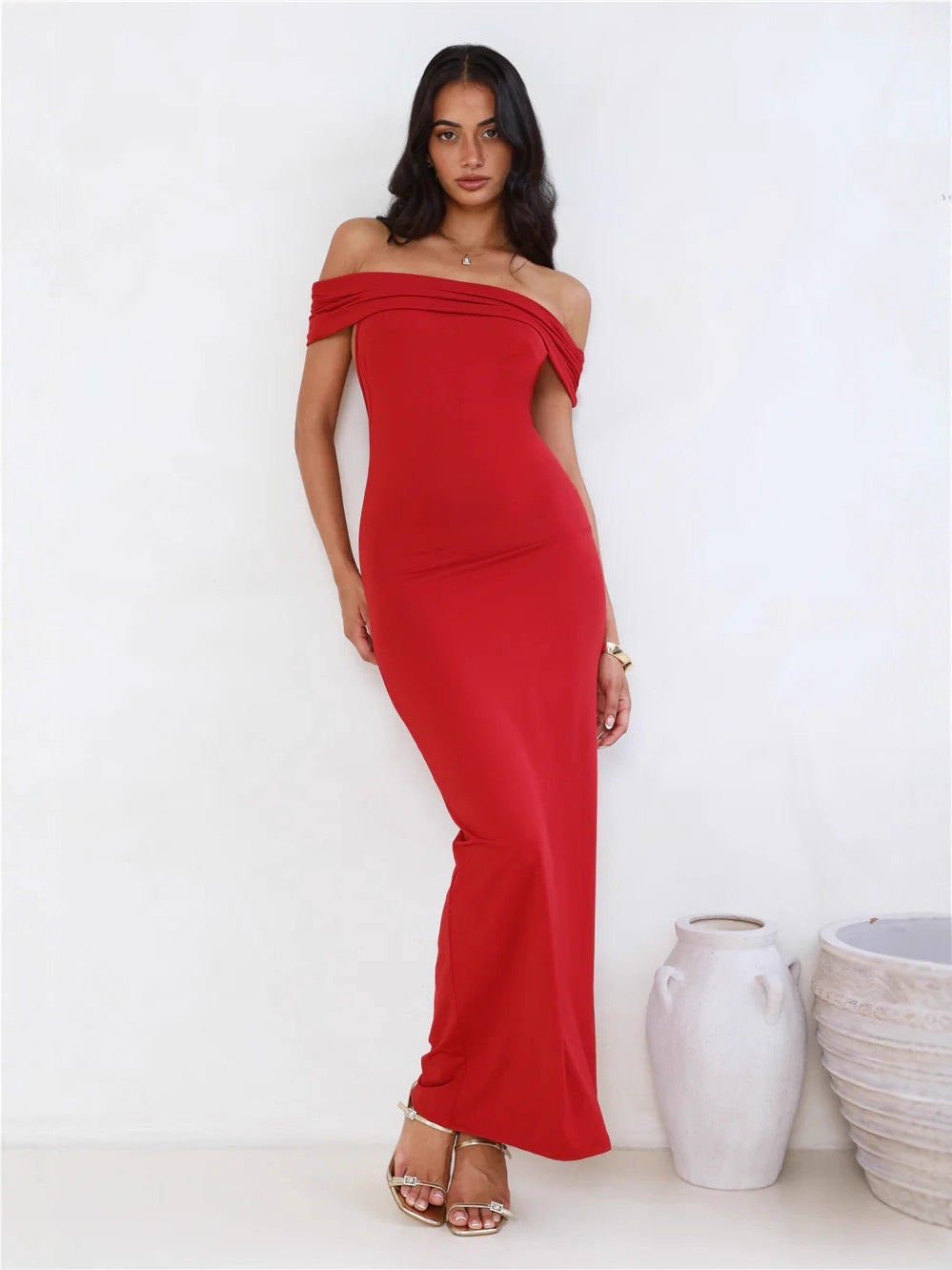 Women's One-Shoulder Backless Bodycon Long Dress