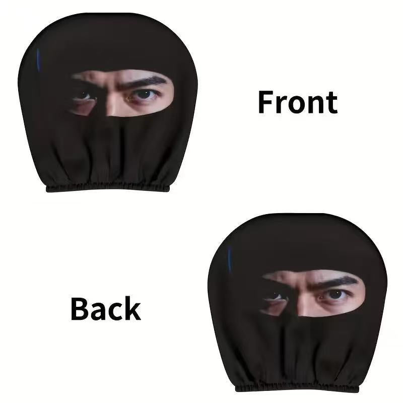 Black Skull Car Printed Headrest Cover Universal Elastic Style Funny and Interesting Universal Headgear