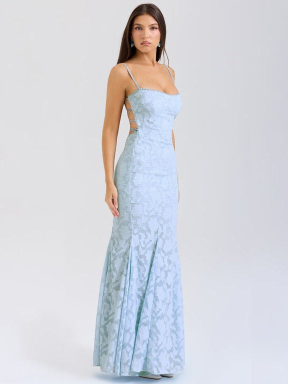 Jacquard Embossed Fishtail Slim Fit Dress