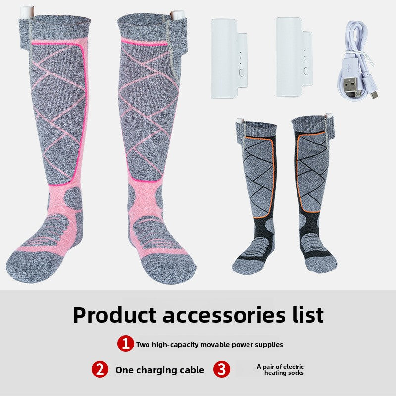 USB Charging Heating Socks Winter Thermal Electric Socks