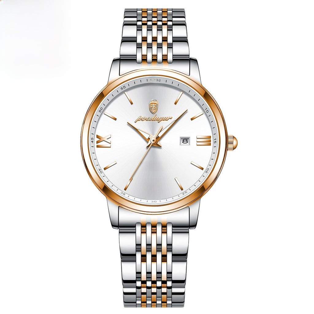 Ultra-Thin Waterproof Luminous Stainless Steel Women's Quartz Wristwatch