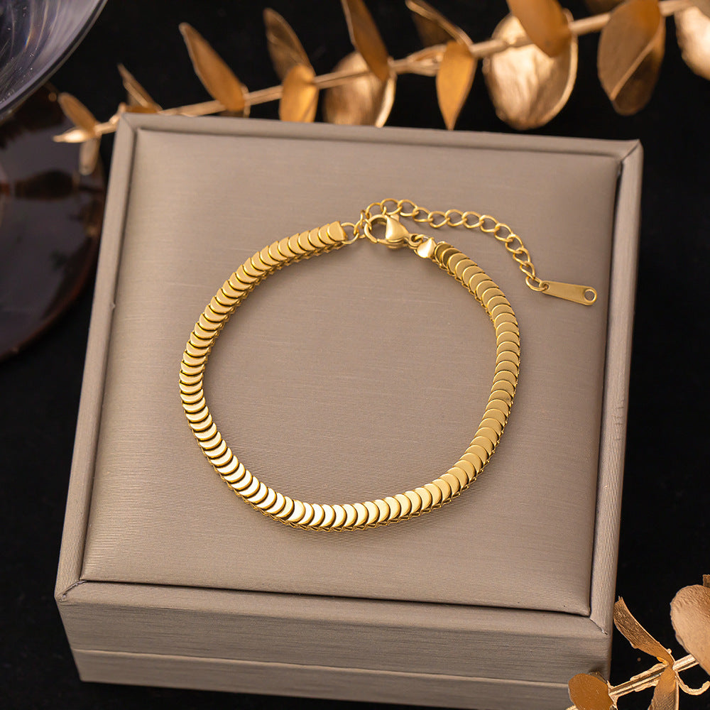 Women's Titanium Steel Inlaid Charm Bracelet Versatile Fashion Jewelry