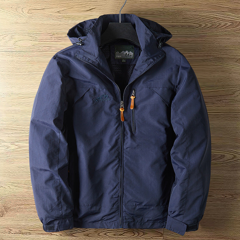 Men Windproof Waterproof Outdoor Jacket Detachable Hood