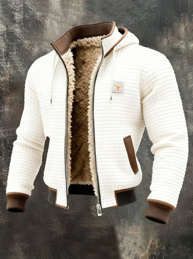 Men's Fleece Lined Hooded Zip Up Jacket Windproof Warm Winter Coat
