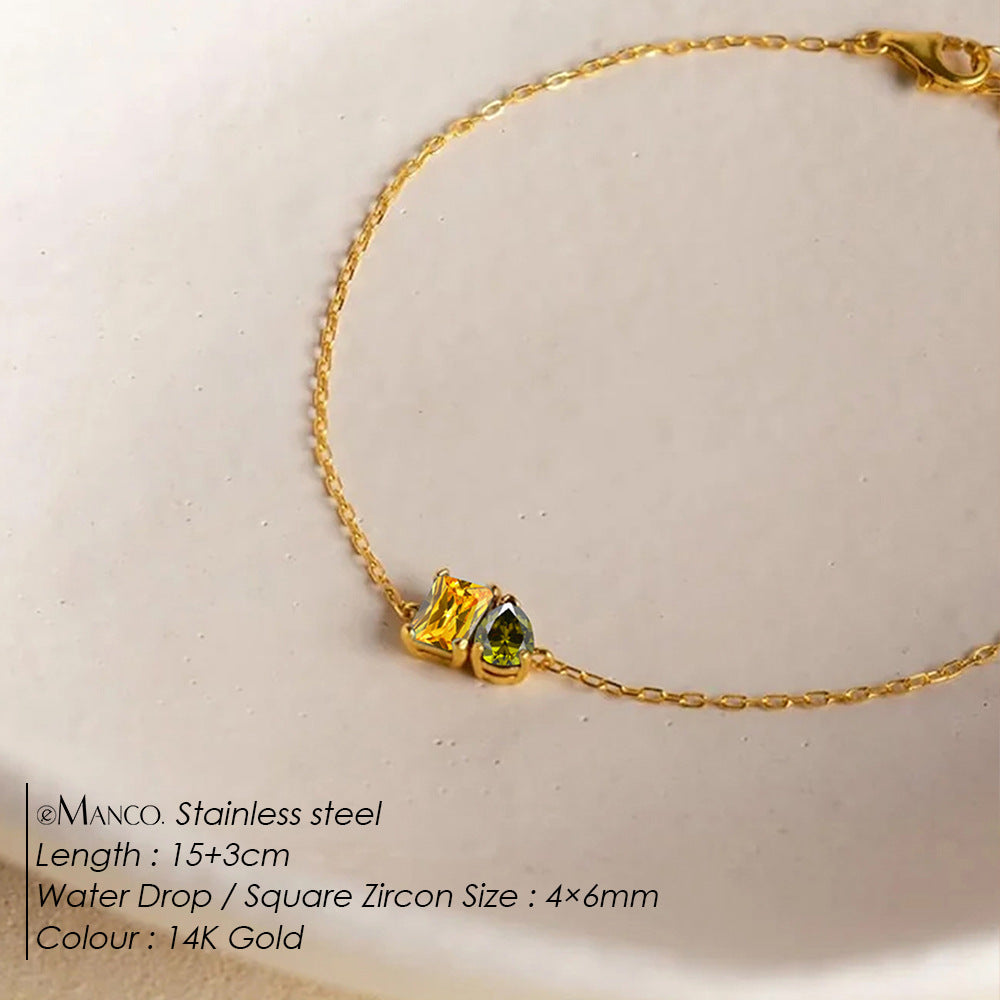Stainless Steel Zircon Birthstone Bracelet