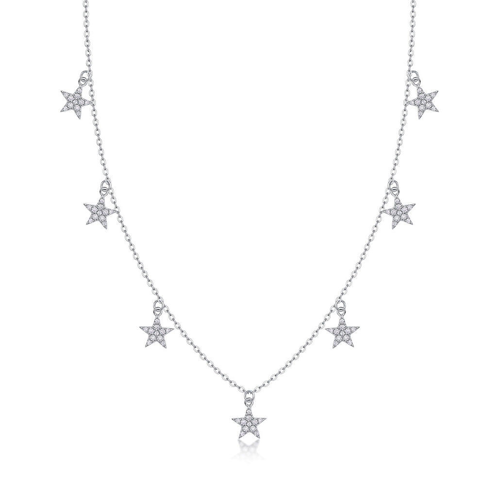 Sterling Silver Moissanite Geometric Pendant Necklace