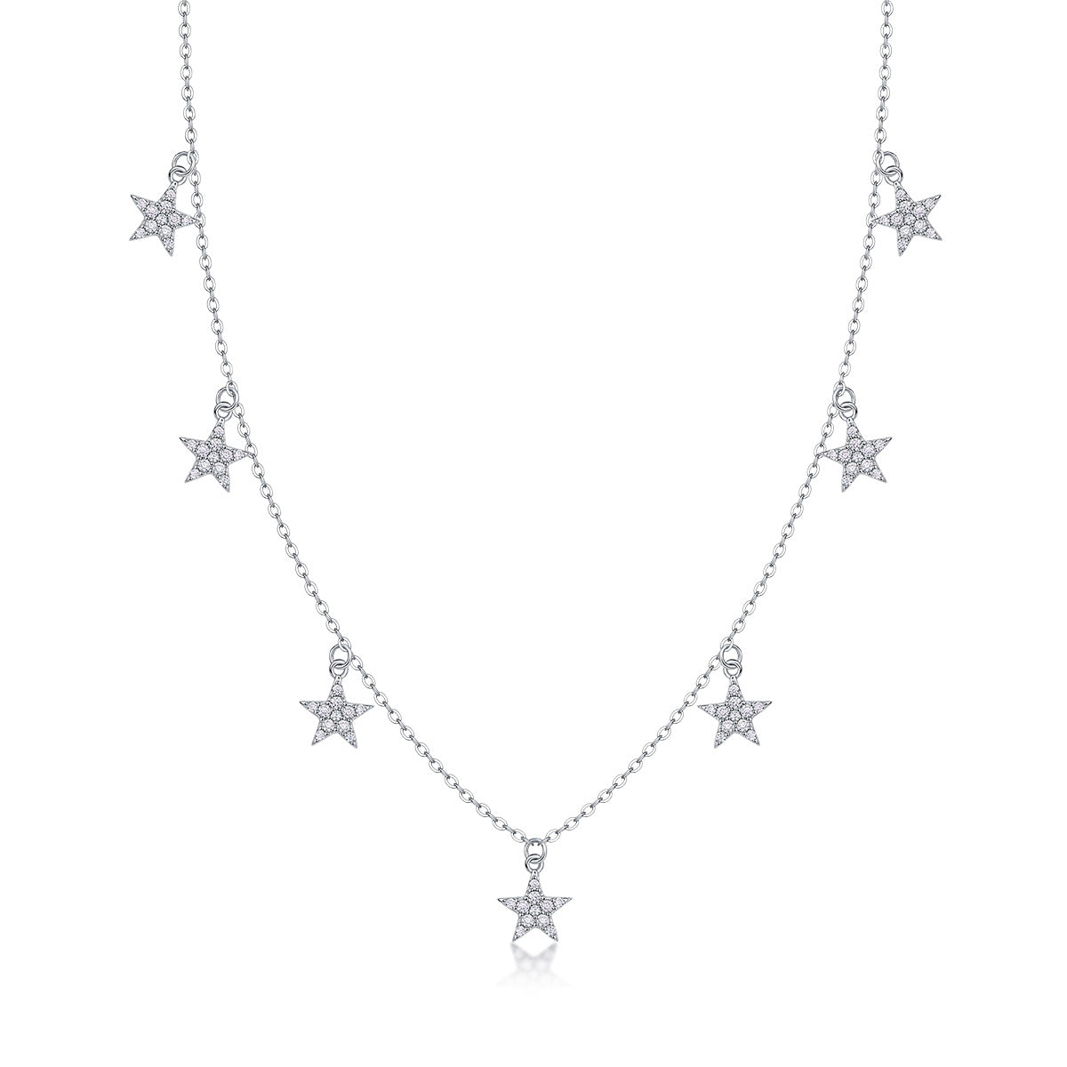 Sterling Silver Moissanite Geometric Pendant Necklace
