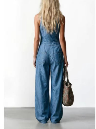 Denim Sleeveless Jumpsuit