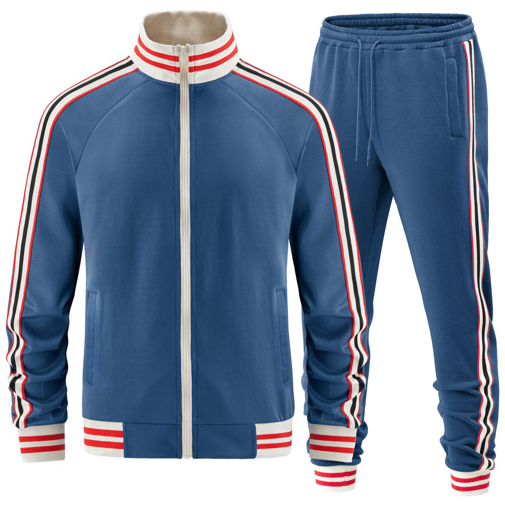 Men's woven striped sports casual two-piece set