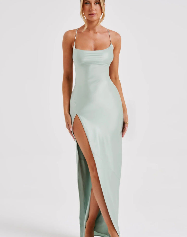 Sleeveless Strap Backless Long Dress