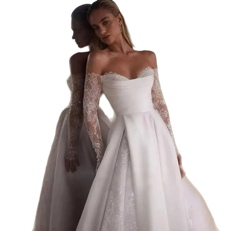 Long Sleeve Strapless Wedding Dress