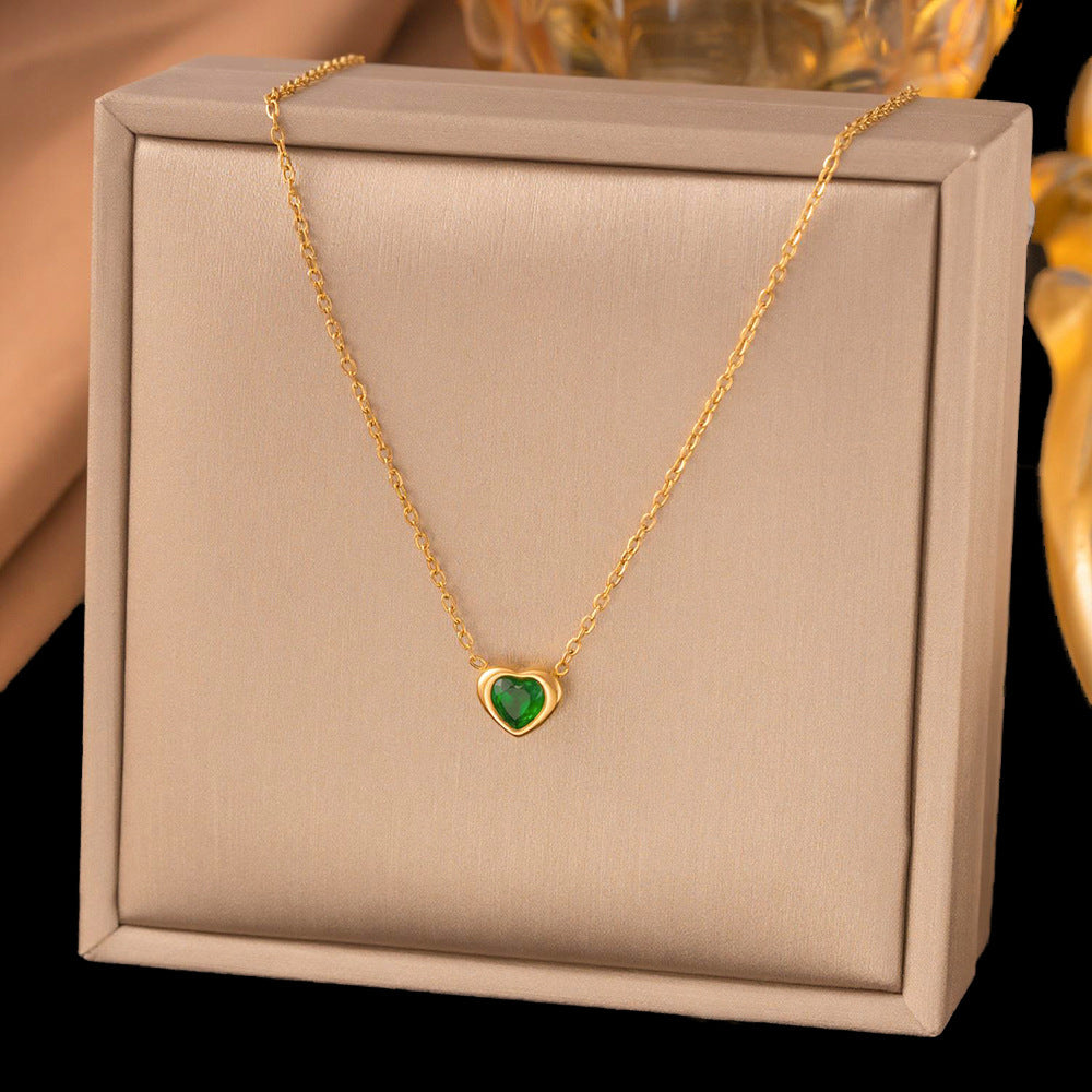 Titanium Steel Heart-Shaped Necklace for Women Fashion Heart Pendant Necklace