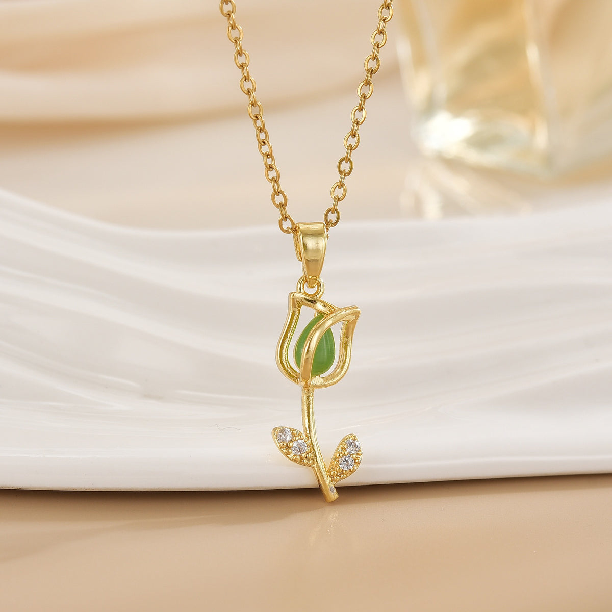 Tulip Flower Design Titanium Steel Necklace