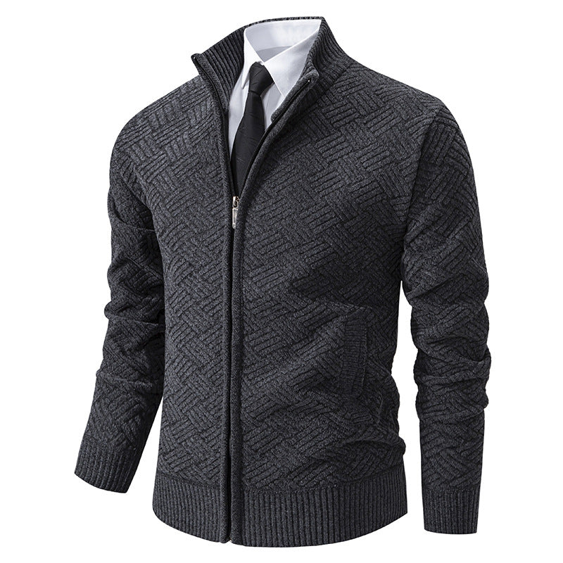 Mens Fleece Lined Knit Cardigan