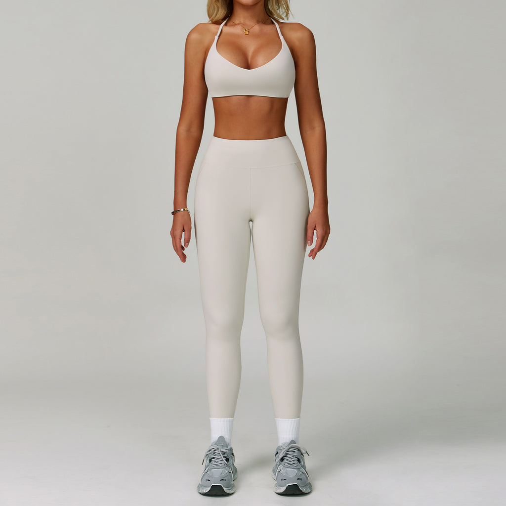 Womens Backless Yoga Fitness Set High-Intensity Sportswear
